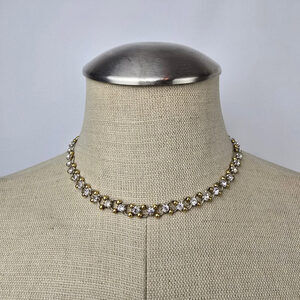 Vintage Gold & Silver Rhinestone Collar Necklace